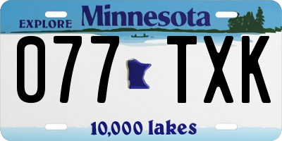 MN license plate 077TXK