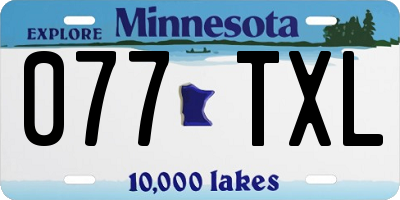 MN license plate 077TXL