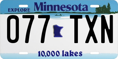 MN license plate 077TXN