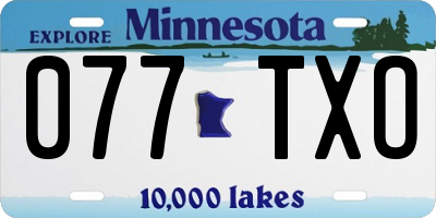 MN license plate 077TXO