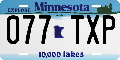 MN license plate 077TXP