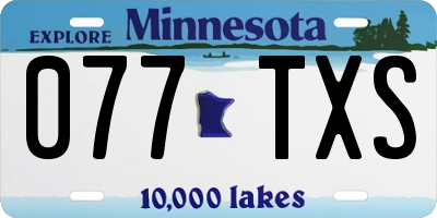 MN license plate 077TXS