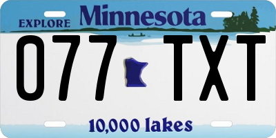 MN license plate 077TXT