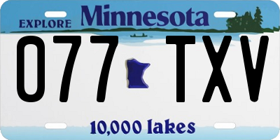 MN license plate 077TXV