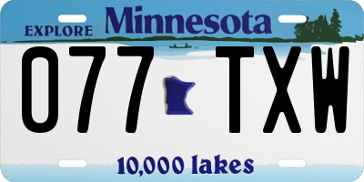 MN license plate 077TXW