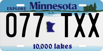 MN license plate 077TXX