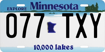 MN license plate 077TXY