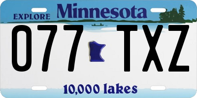 MN license plate 077TXZ