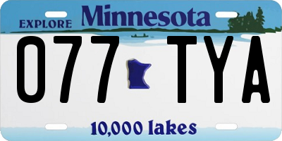 MN license plate 077TYA