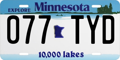 MN license plate 077TYD