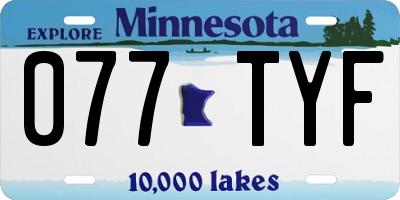 MN license plate 077TYF