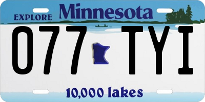 MN license plate 077TYI