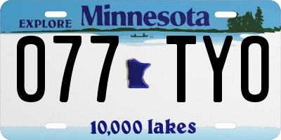 MN license plate 077TYO