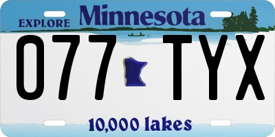 MN license plate 077TYX