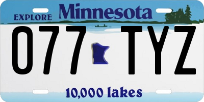 MN license plate 077TYZ
