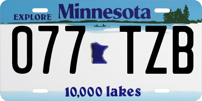 MN license plate 077TZB