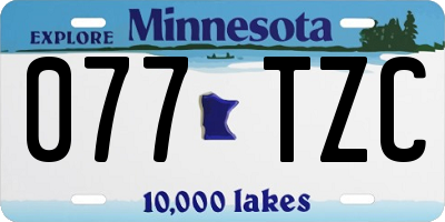 MN license plate 077TZC