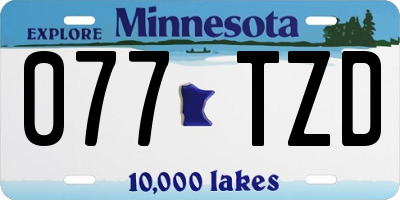 MN license plate 077TZD