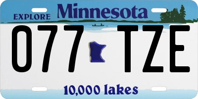 MN license plate 077TZE