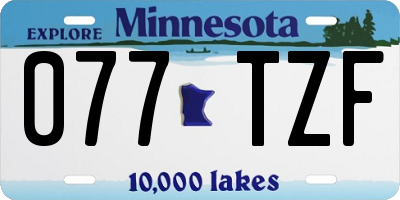 MN license plate 077TZF