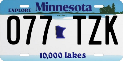 MN license plate 077TZK