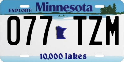 MN license plate 077TZM