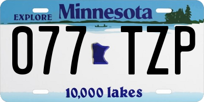 MN license plate 077TZP