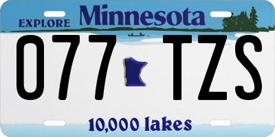 MN license plate 077TZS