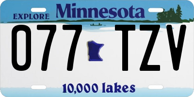 MN license plate 077TZV