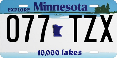 MN license plate 077TZX