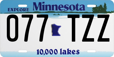 MN license plate 077TZZ