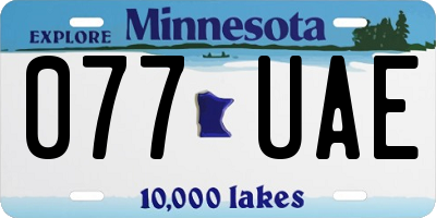 MN license plate 077UAE