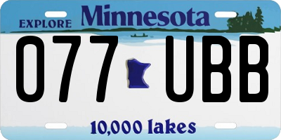 MN license plate 077UBB