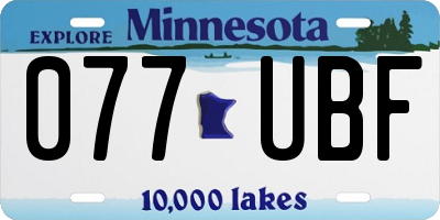 MN license plate 077UBF