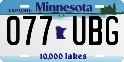 MN license plate 077UBG