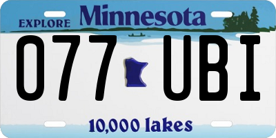 MN license plate 077UBI