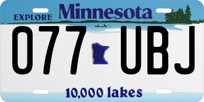 MN license plate 077UBJ