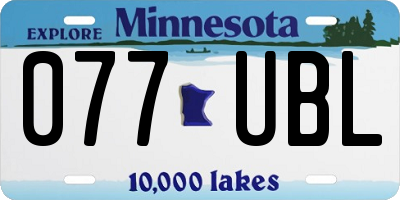 MN license plate 077UBL