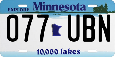 MN license plate 077UBN