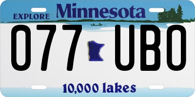 MN license plate 077UBO