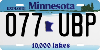 MN license plate 077UBP