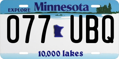 MN license plate 077UBQ