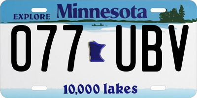 MN license plate 077UBV