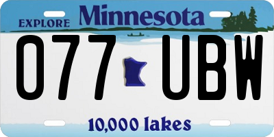 MN license plate 077UBW