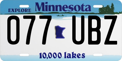 MN license plate 077UBZ