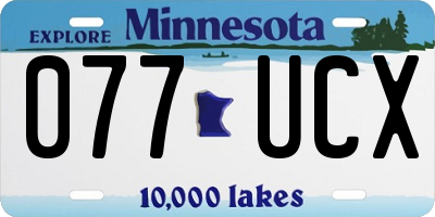 MN license plate 077UCX