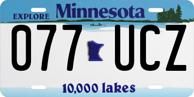 MN license plate 077UCZ