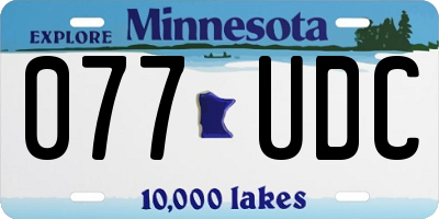 MN license plate 077UDC