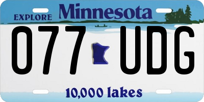 MN license plate 077UDG