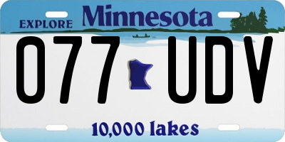 MN license plate 077UDV